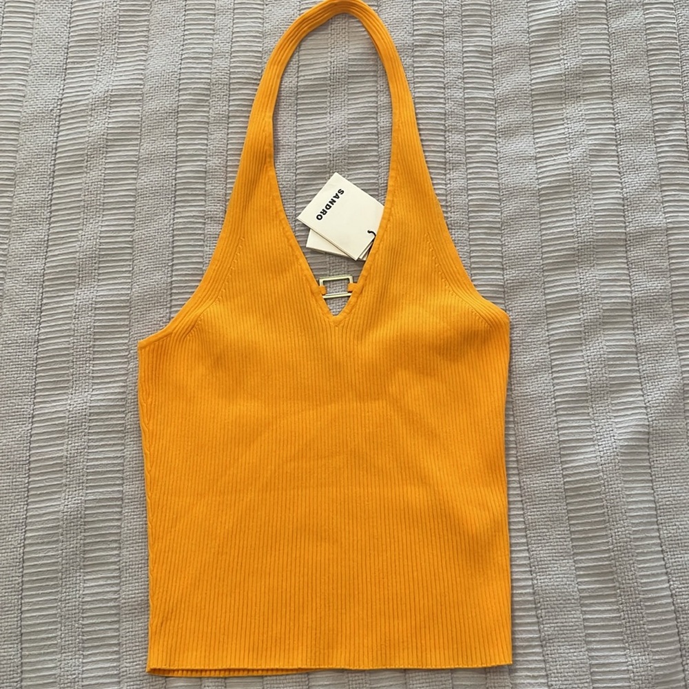 SANDRO Donatien Ribbed Halter Tank - Picture 4 of 8
